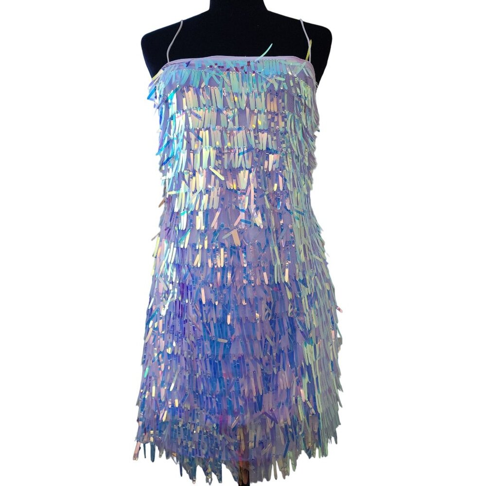Holiday Beaded Fringes Luxury Designer Runway Cocktail Evening Party Prom Dress - Picture 14 of 15